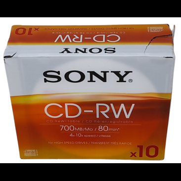 Sony 10 x CD-RW 10CDRW700HSSLD 700MB Blank Discs CDs Slim Case - Price Inc VAT 1